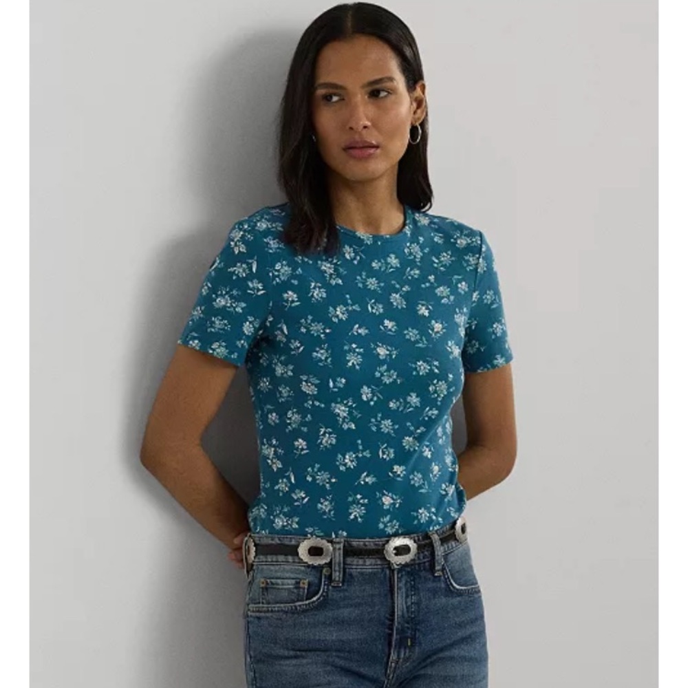 Lauren Ralph Lauren women’s Blue Floral Short Sleeve Tee Size:SP